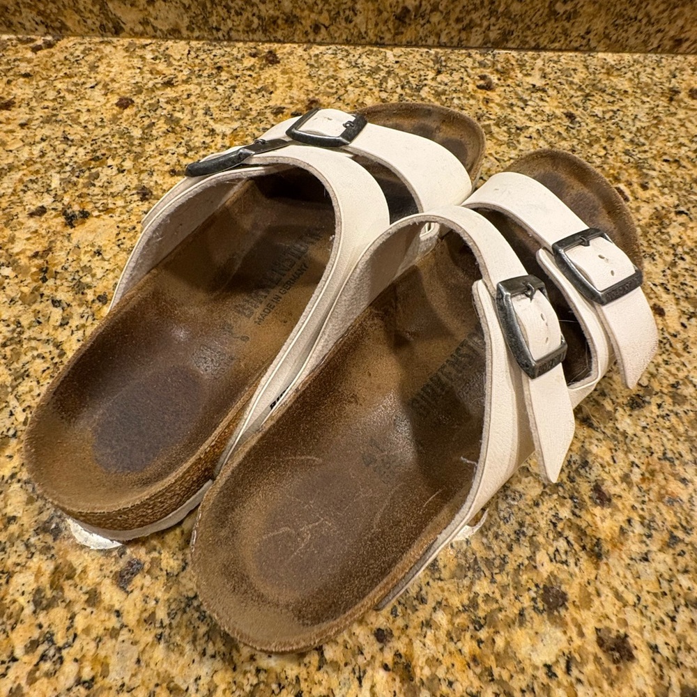 Birkenstock Arizona White Birkoflor Sandals Slides Size 41 US Wmns 10-10.5 Wide - Picture 7 of 11